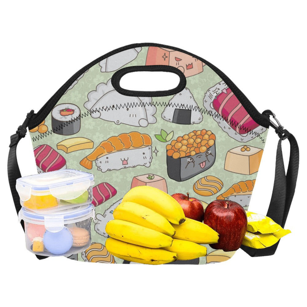 Sushi - Neoprene Lunch Bag/Large Neoprene Lunch Bag/Large Food Printed Offshore