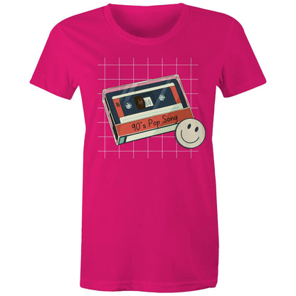 90's Pop Song - Womens T-shirt Fuchsia Womens T-shirt Music Retro