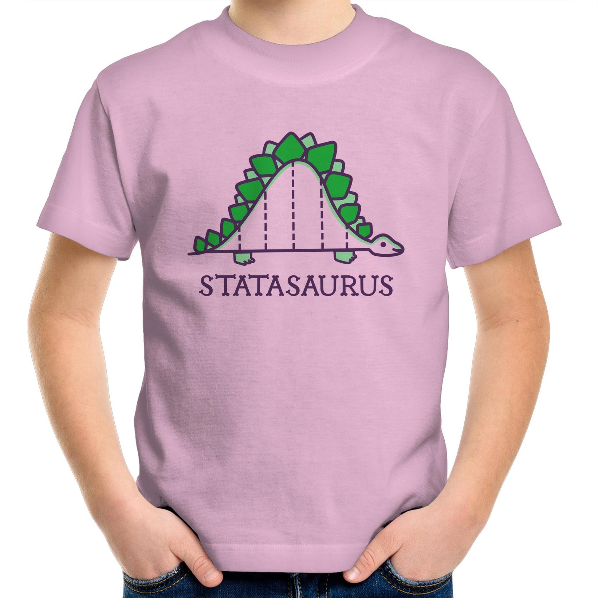 Statasaurus - Kids Youth Crew T-Shirt Pink Kids Youth T-shirt animal Maths Science