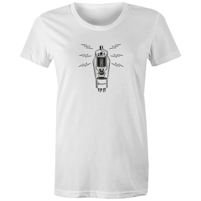 Vintage Tube Valve - Women's T-shirt White Womens T-shirt Music Retro Womens