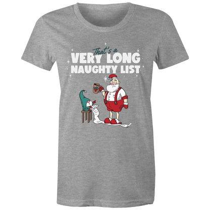 Santa's Naughty List - Womens T-shirt Grey Marle Christmas Womens T-shirt Merry Christmas