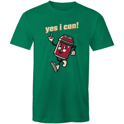 Yes I Can! - Mens T-Shirt Kelly Green Mens T-shirt Motivation Retro