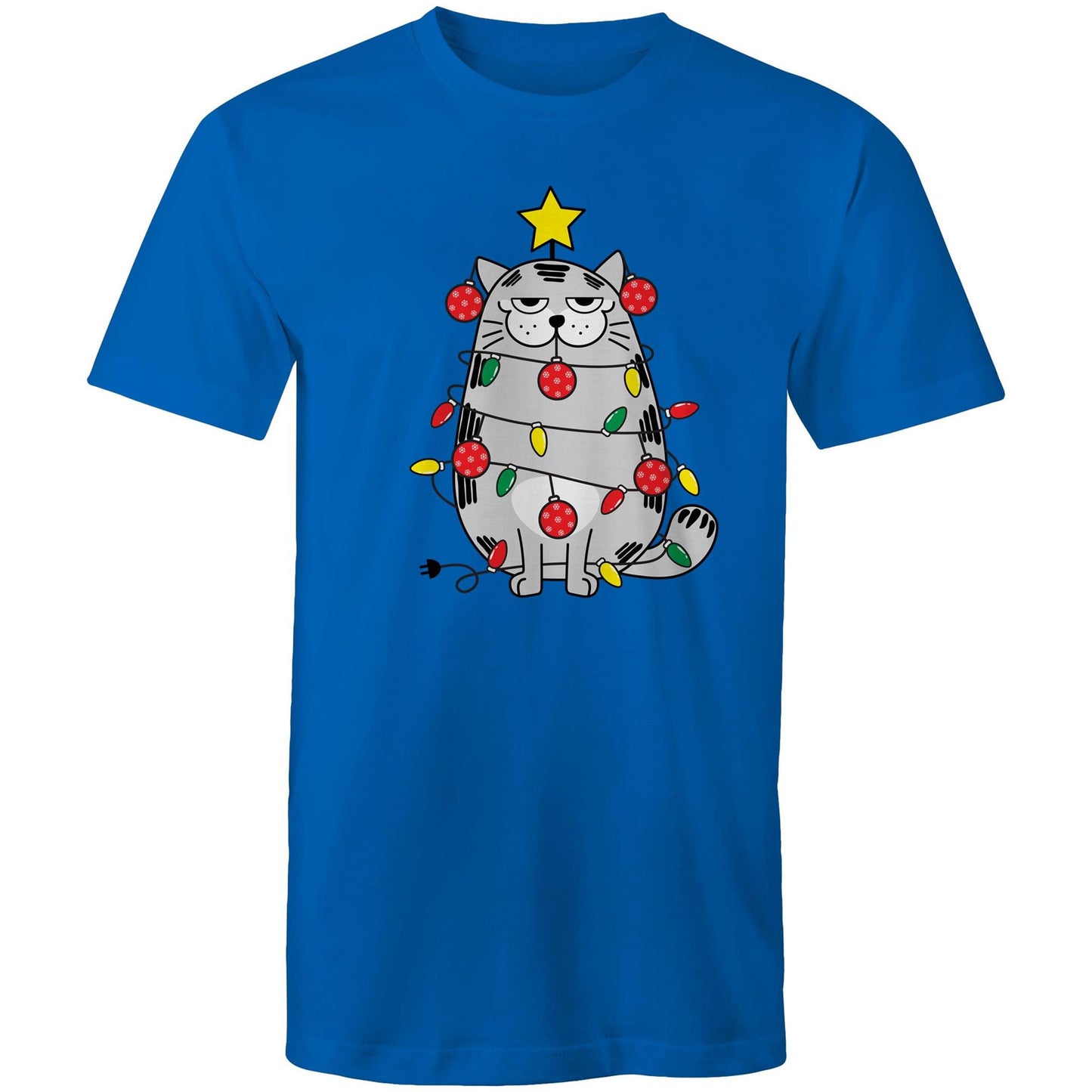 Christmas Cat - Mens T-Shirt Bright Royal Christmas Mens T-shirt Merry Christmas