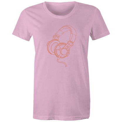 Headphones - Women's T-shirt Pink Womens T-shirt Music Womens