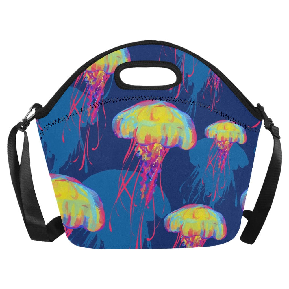 Bright Jellyfish - Neoprene Lunch Bag/Large Neoprene Lunch Bag/Large animal Printed Offshore