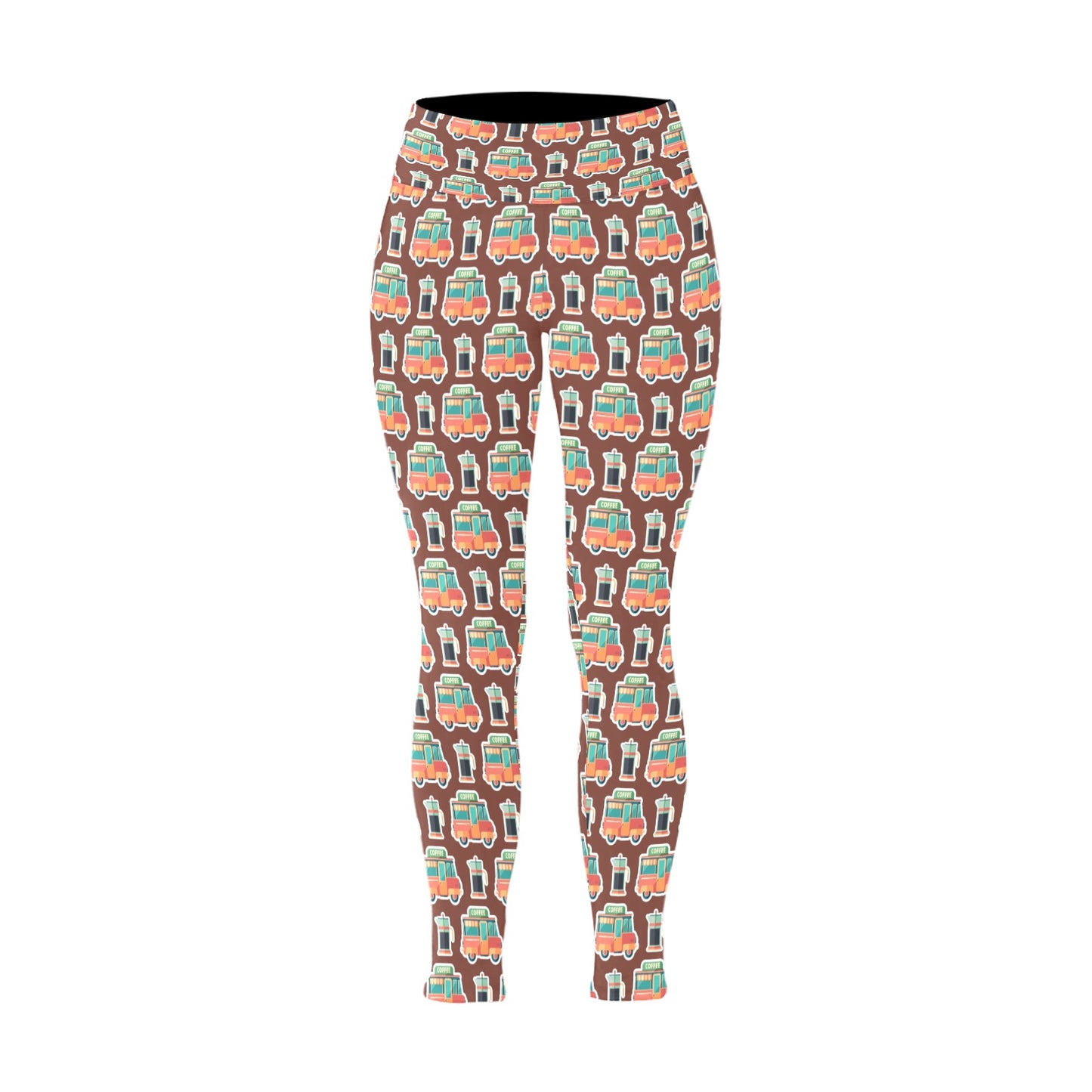 Coffee Van - Women's Plus Size High Waist Leggings Women's Plus Size High Waist Leggings Coffee Printed Offshore