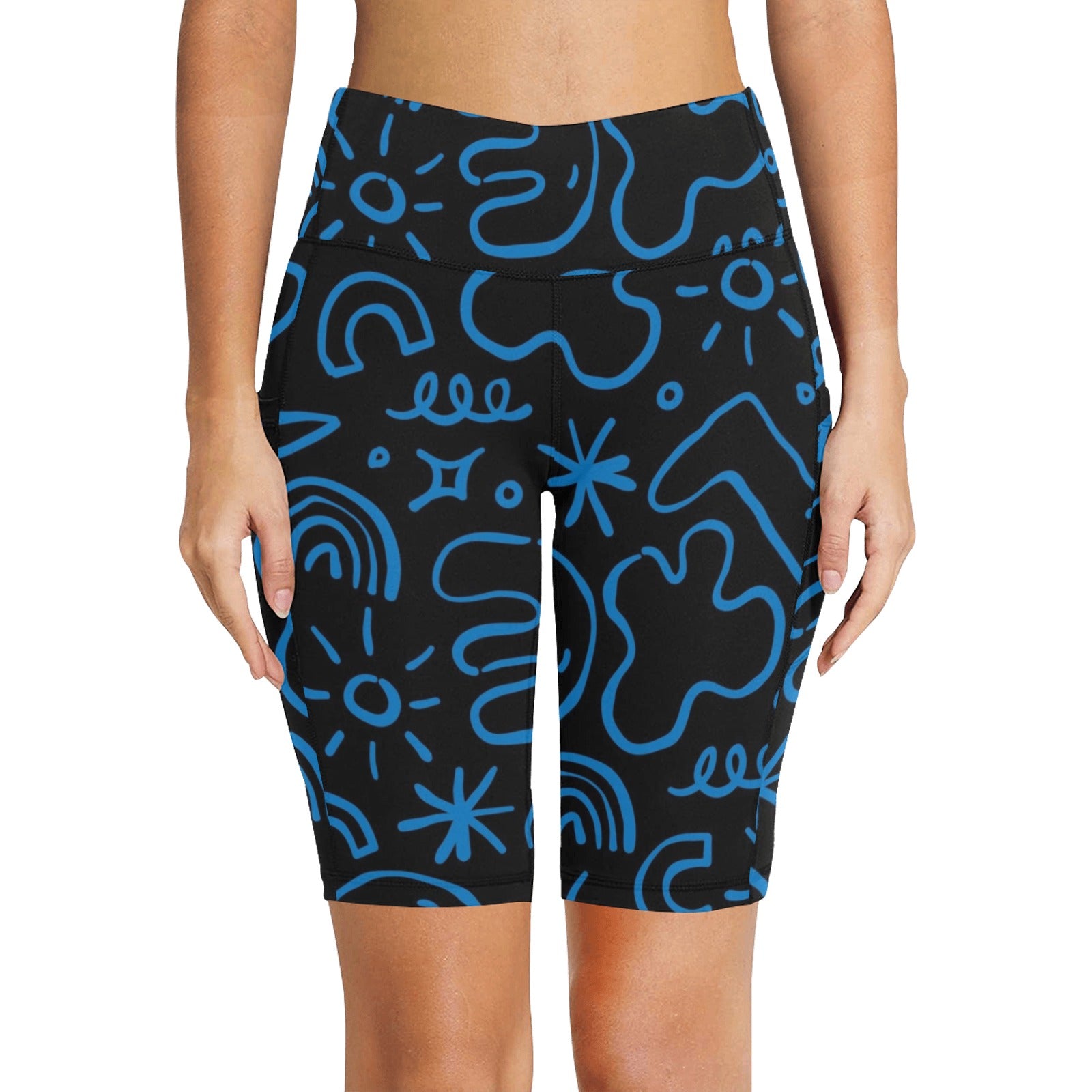 Blue Squiggle - Women's Bike Shorts Womens Bike Shorts