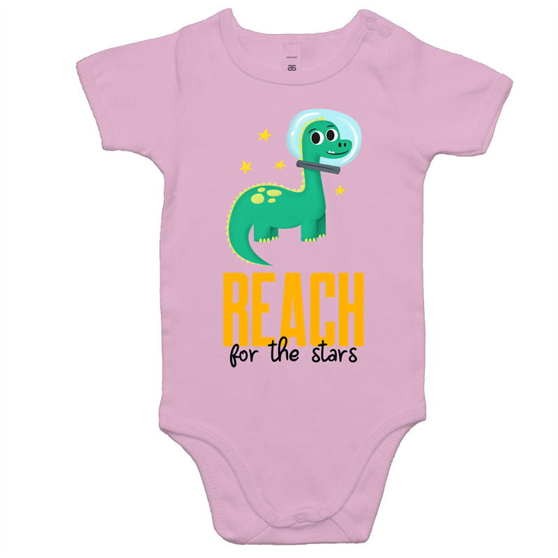 Reach For The Stars - Baby Bodysuit Pink Baby Bodysuit animal kids