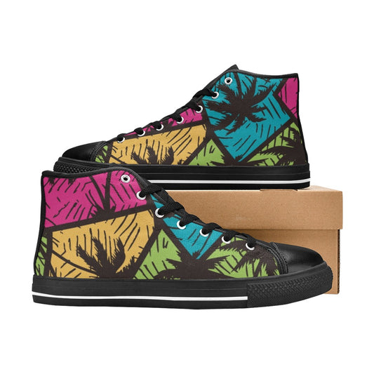 Tropical Palm Trees - High Top Canvas Shoes for Kids Kids High Top Canvas Shoes Printed Offshore