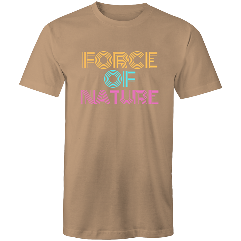 Force Of Nature - Short Sleeve T-shirt Tan Fitness T-shirt Fitness Mens Womens