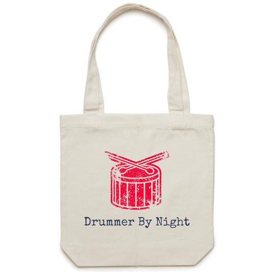 Drummer By Night - Canvas Tote Bag Cream One Size Tote Bag Music