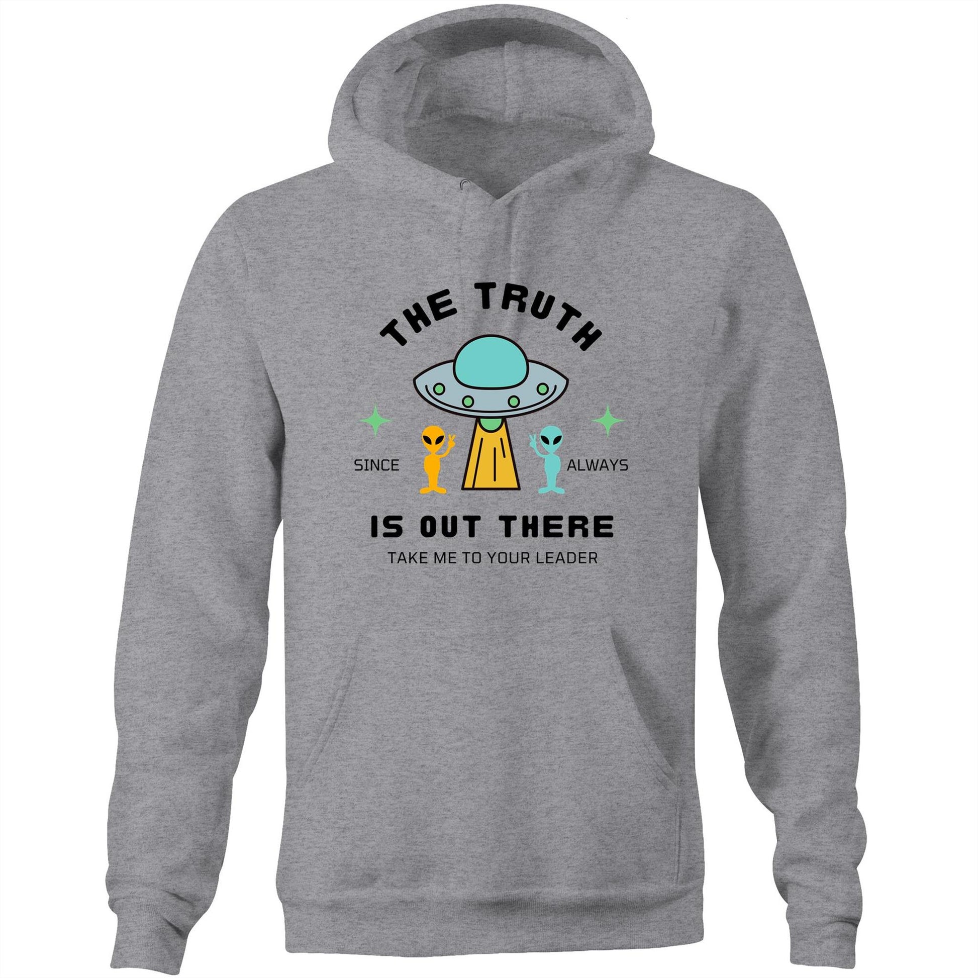 The Truth Is Out There - Pocket Hoodie Sweatshirt Grey Marle Hoodie Sci Fi