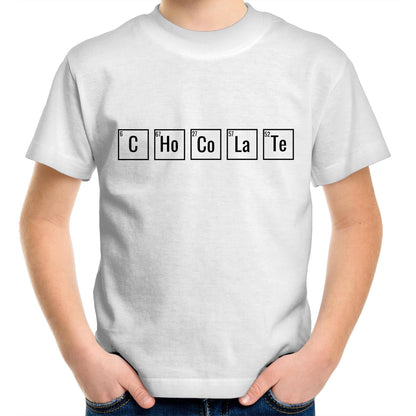 Chocolate Symbols - Kids Youth Crew T-Shirt White Kids Youth T-shirt Chocolate Science