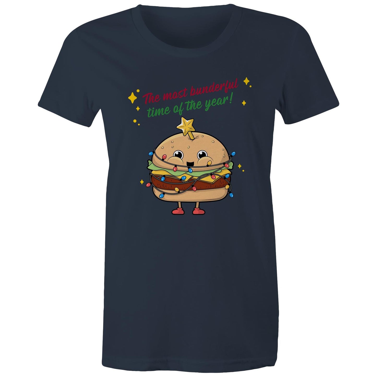 The Most Bunderful Time Of The Year - Womens T-shirt Navy Christmas Womens T-shirt Merry Christmas