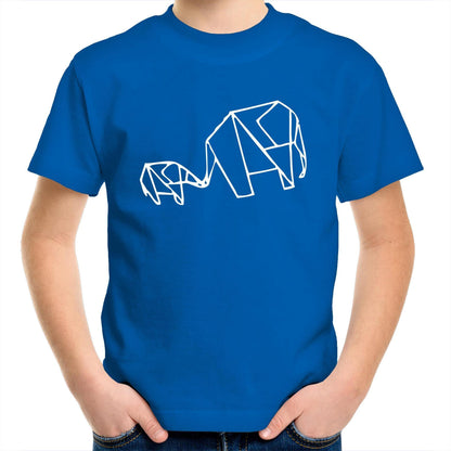 Origami Elephant - Kids Youth Crew T-Shirt Bright Royal Kids Youth T-shirt animal
