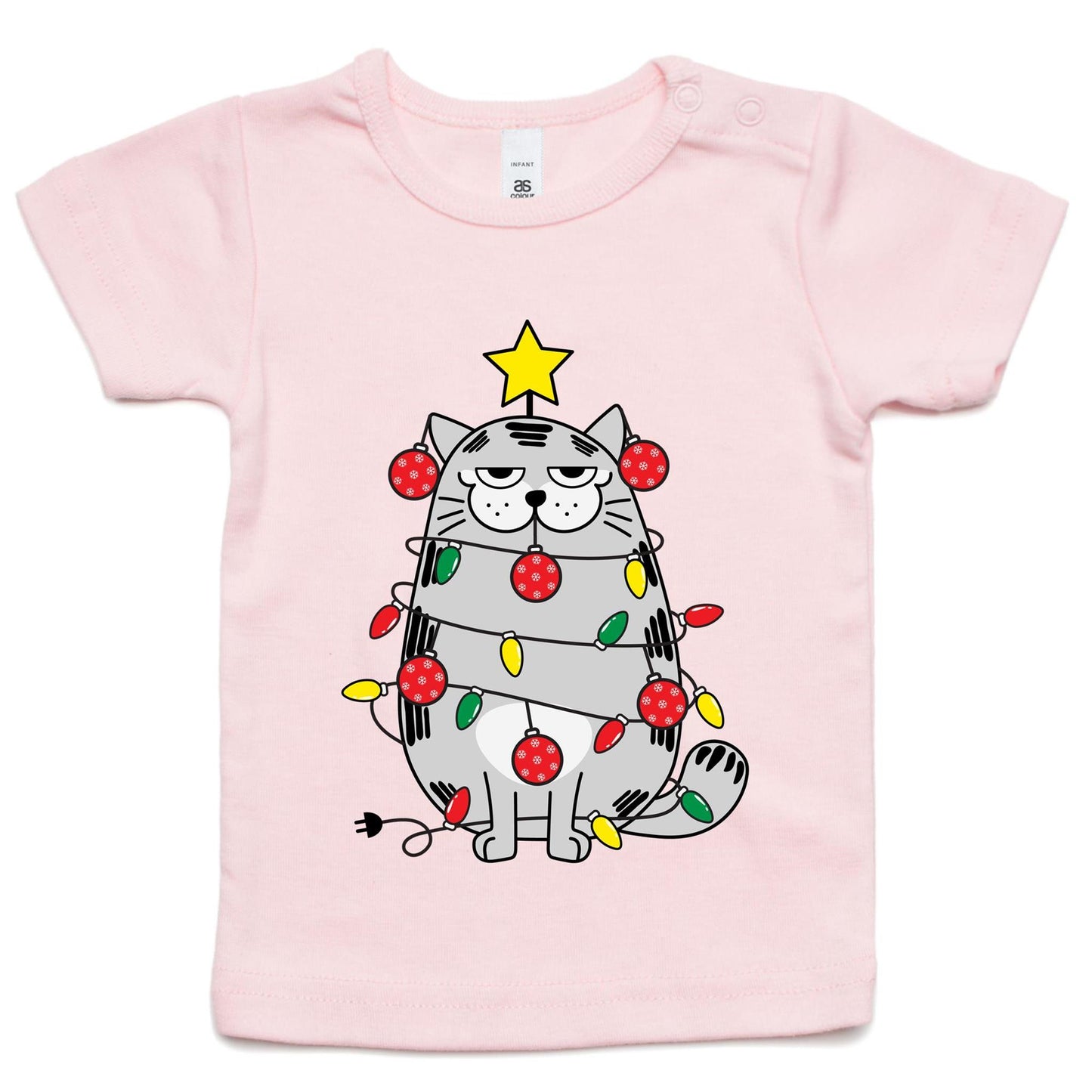 Christmas Cat - Baby T-shirt Pink Christmas Baby T-shirt Merry Christmas