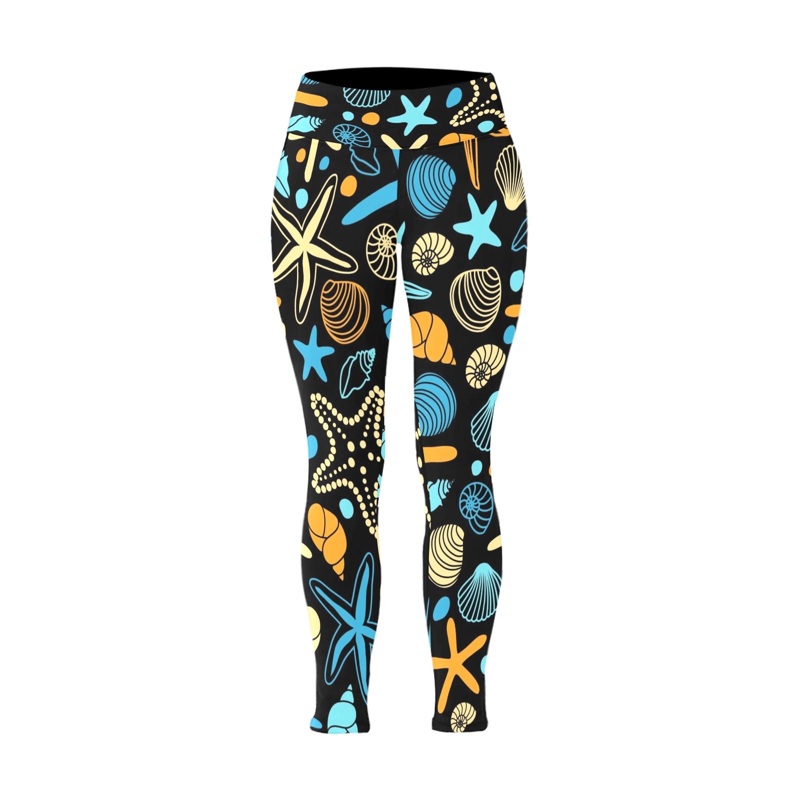 Starfish And Shells - Women's Plus Size High Waist Leggings Women's Plus Size High Waist Leggings Printed Offshore Summer