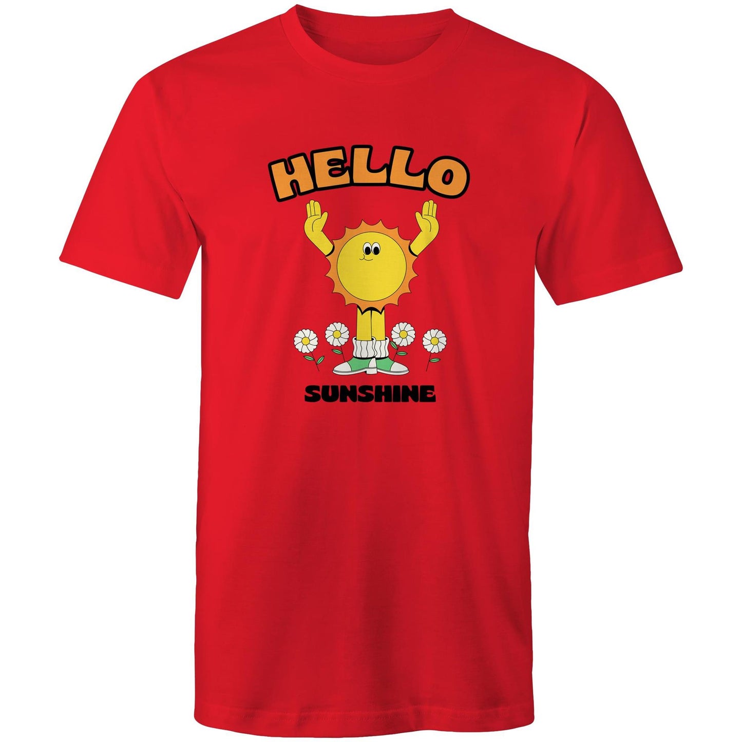 Hello Sunshine - Mens T-Shirt Red Mens T-shirt Retro Summer