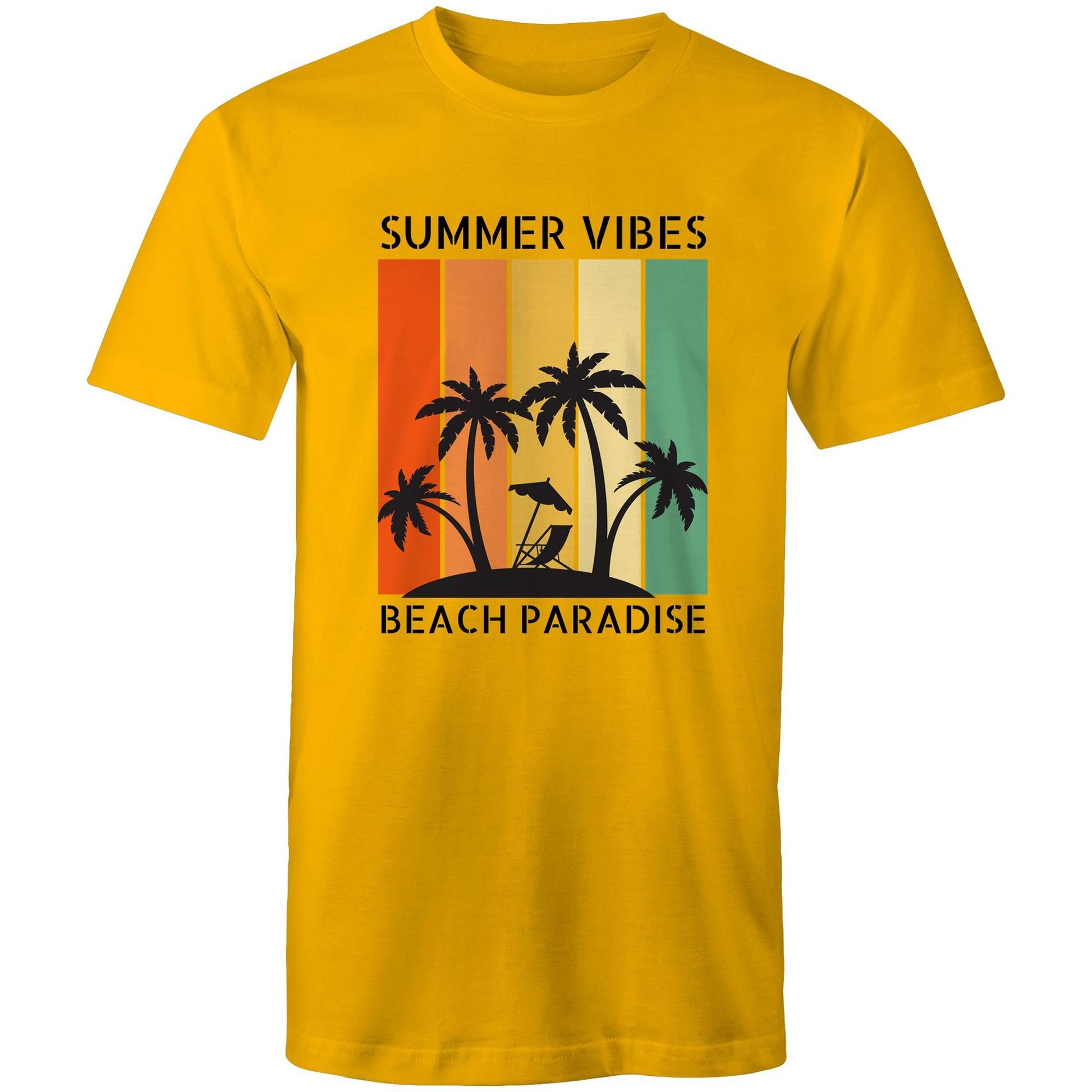 Beach Paradise - Mens T-Shirt Gold Mens T-shirt Summer Surf