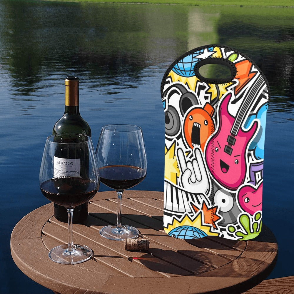 StickerMusic - 2-Bottle Neoprene Wine Bag 2 Bottle Wine Bag