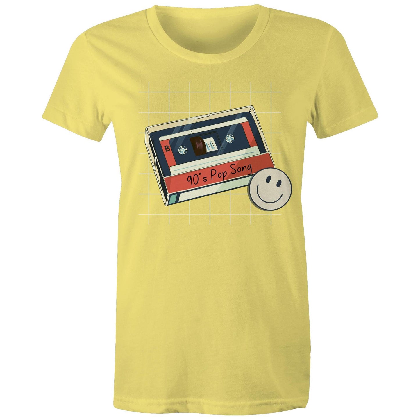 90's Pop Song - Womens T-shirt Yellow Womens T-shirt Music Retro