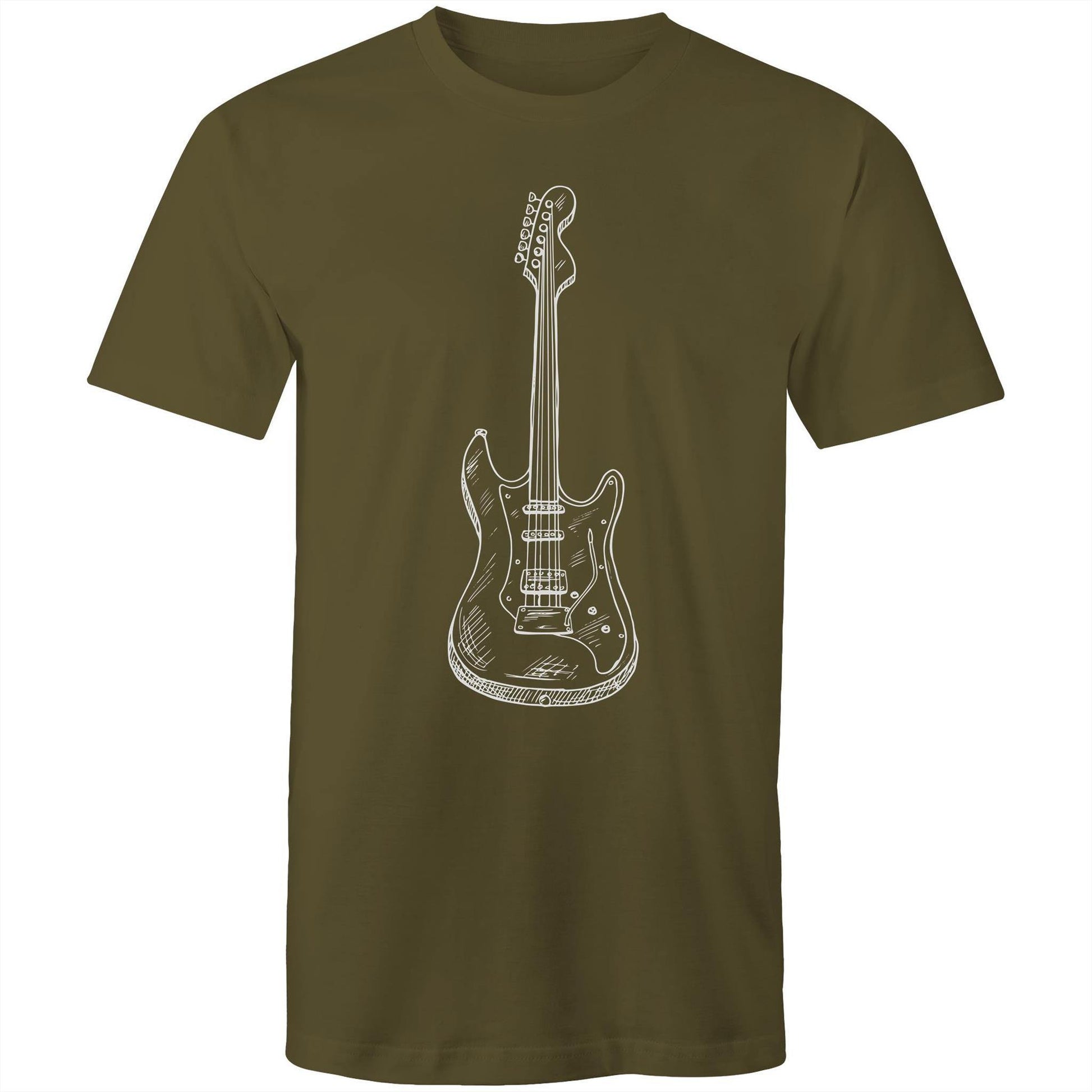 Guitar - Mens T-Shirt Army Green Mens T-shirt Mens Music