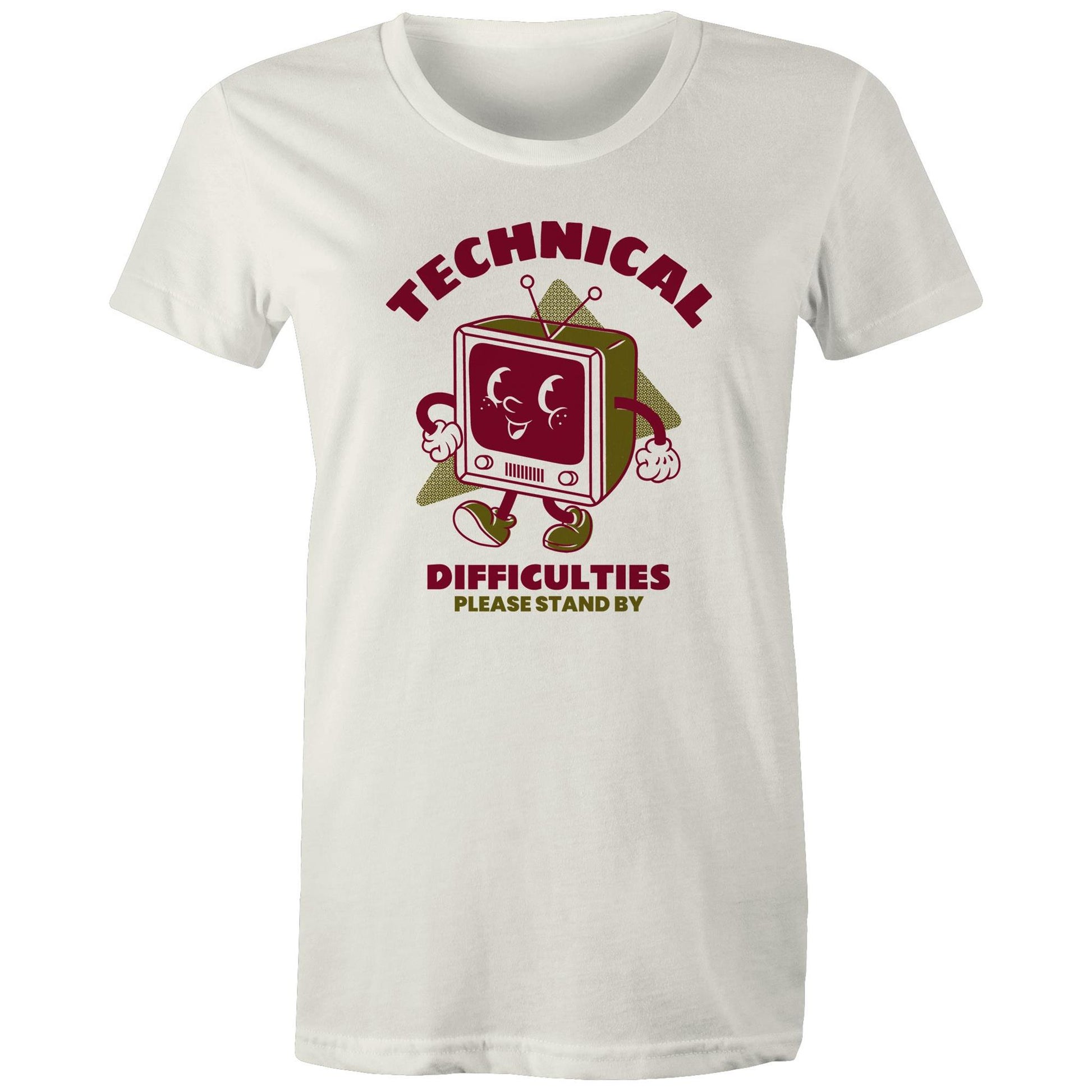 Retro TV Technical Difficulties - Womens T-shirt Natural Womens T-shirt Retro Tech