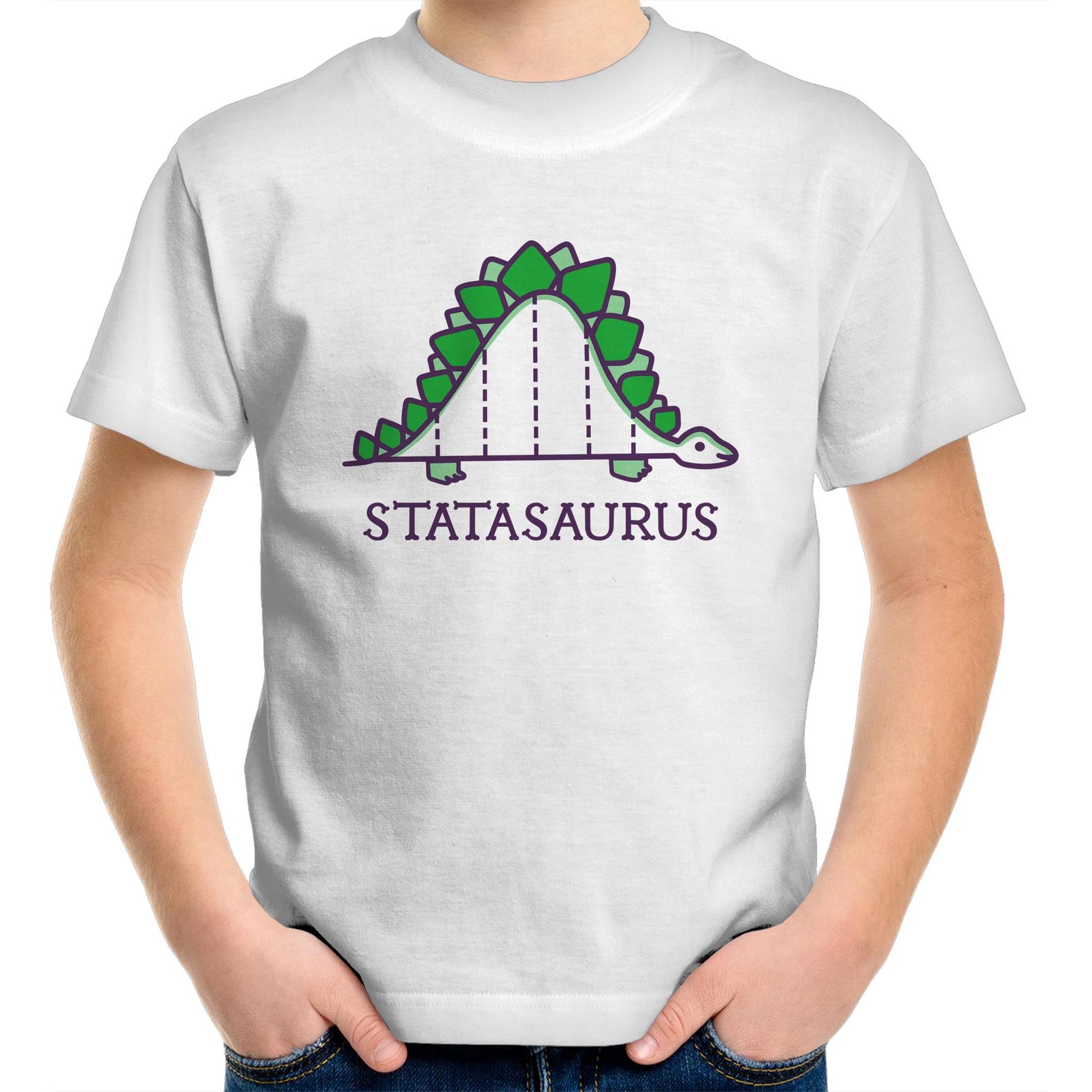 Statasaurus - Kids Youth Crew T-Shirt White Kids Youth T-shirt animal Maths Science