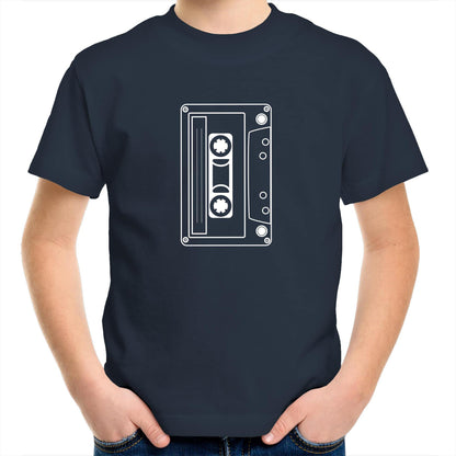 Cassette - Kids Youth Crew T-Shirt Navy Kids Youth T-shirt Music Retro