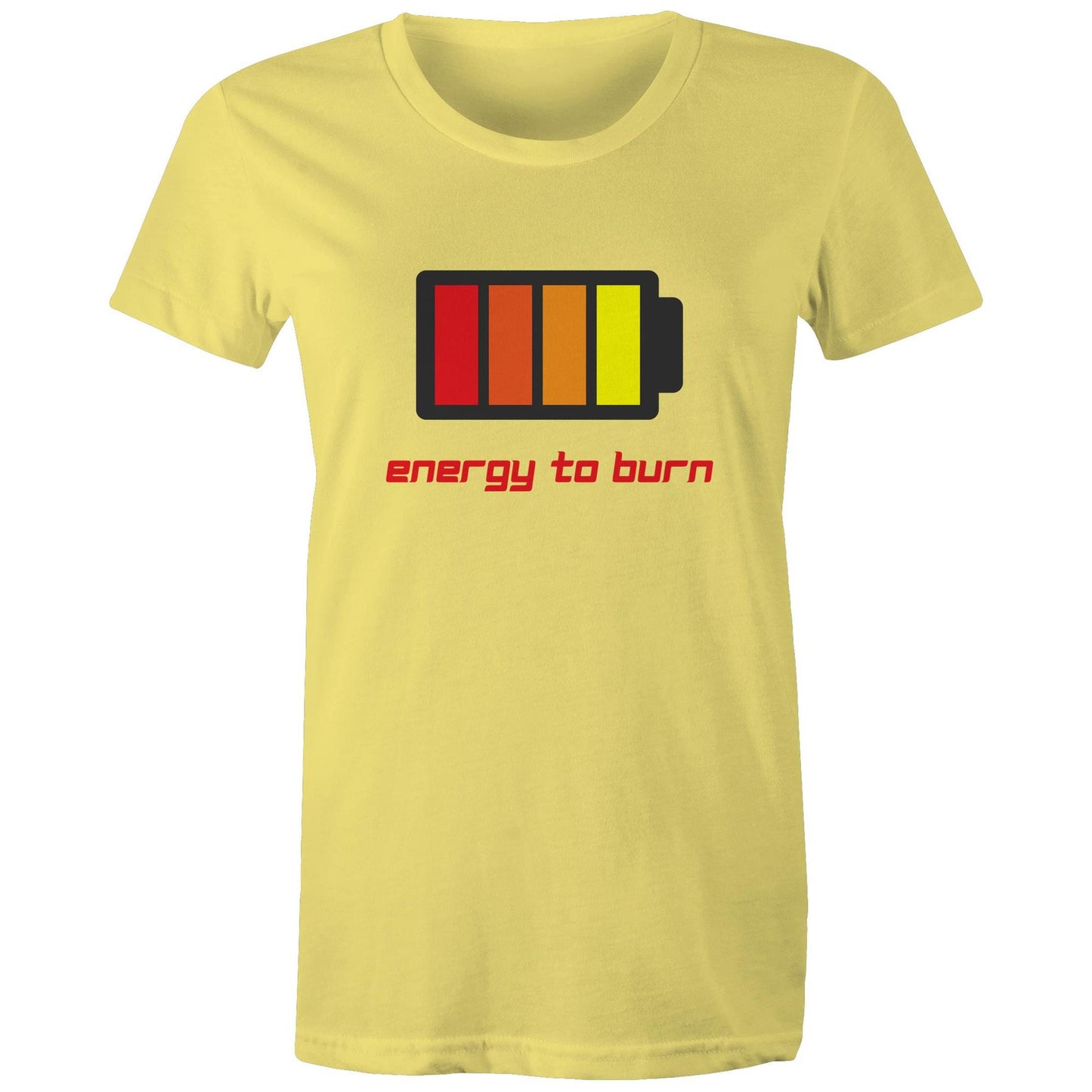 Energy To Burn - Womens T-shirt Yellow Womens T-shirt Funny Womens