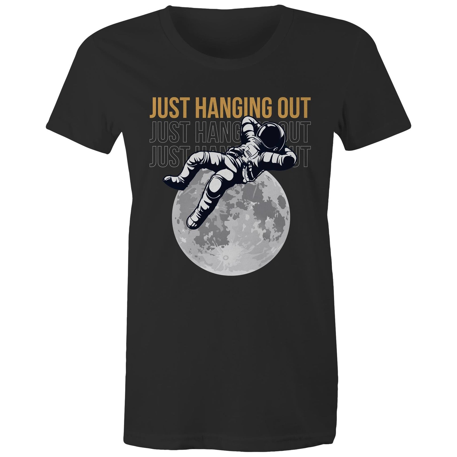 Just Hanging Out - Womens T-shirt Black Womens T-shirt Space