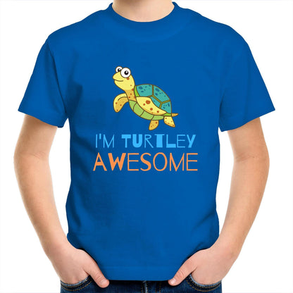 I'm Turtley Awesome - Kids Youth Crew T-Shirt Bright Royal Kids Youth T-shirt animal
