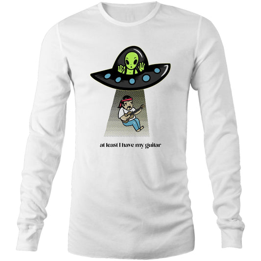 Guitarist Alien Abduction - Long Sleeve T-Shirt White Unisex Long Sleeve T-shirt Music Sci Fi
