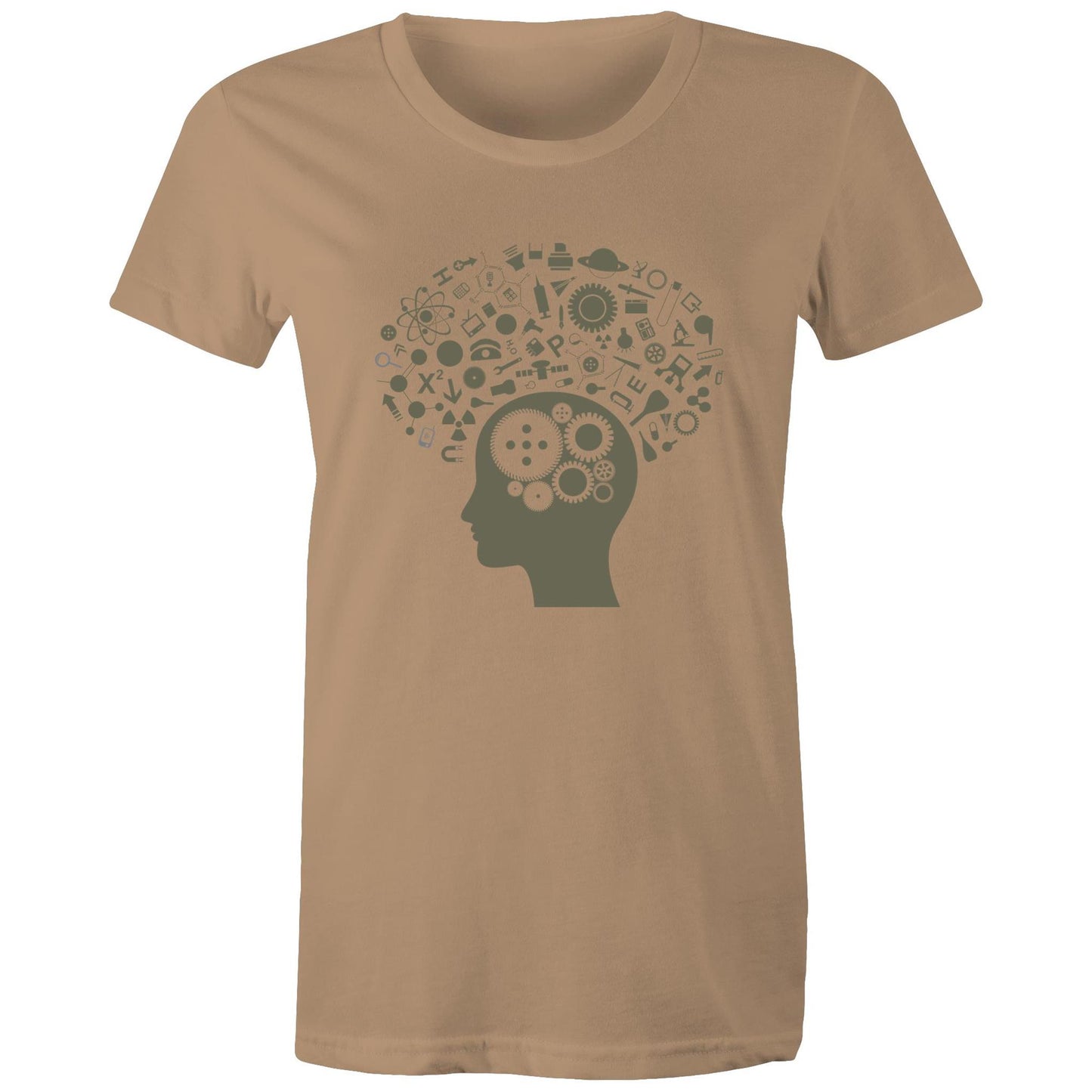 Science Brain - Womens T-shirt Tan Womens T-shirt Science Womens