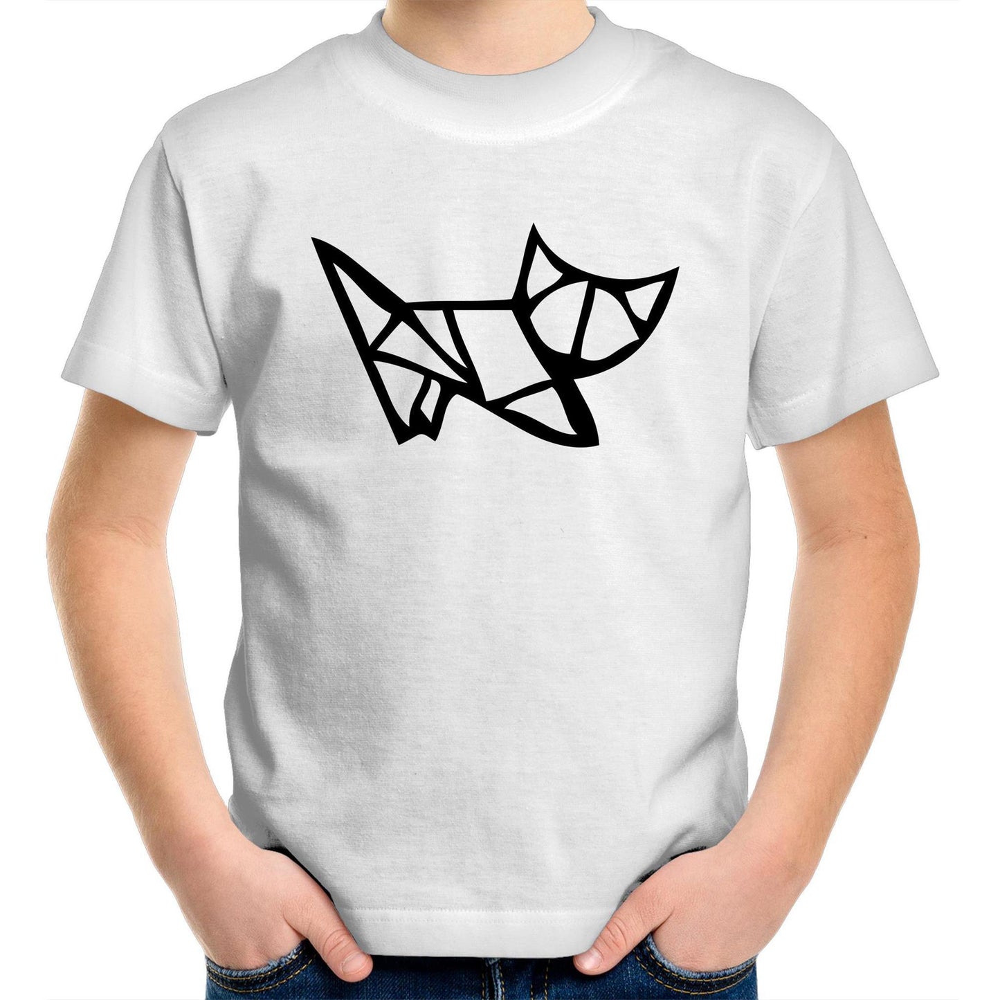 Origami Kitten - Kids Youth Crew T-Shirt White Kids Youth T-shirt animal