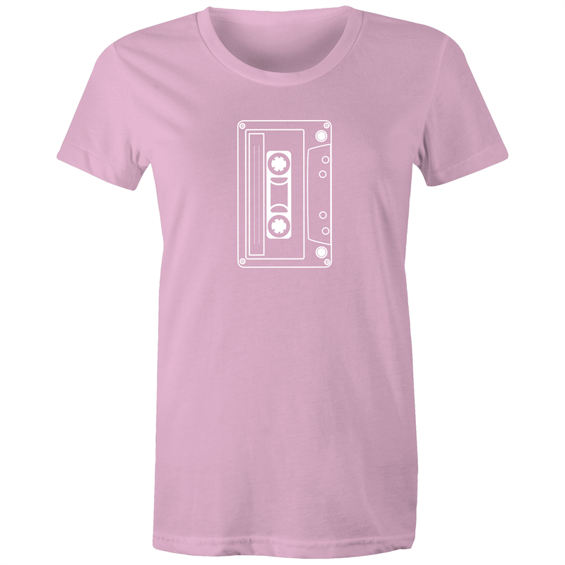 Cassette - Women's T-shirt Pink Womens T-shirt Music Retro Womens