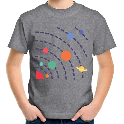 Solar System - Kids Youth Crew T-Shirt Grey Marle Kids Youth T-shirt Science Space