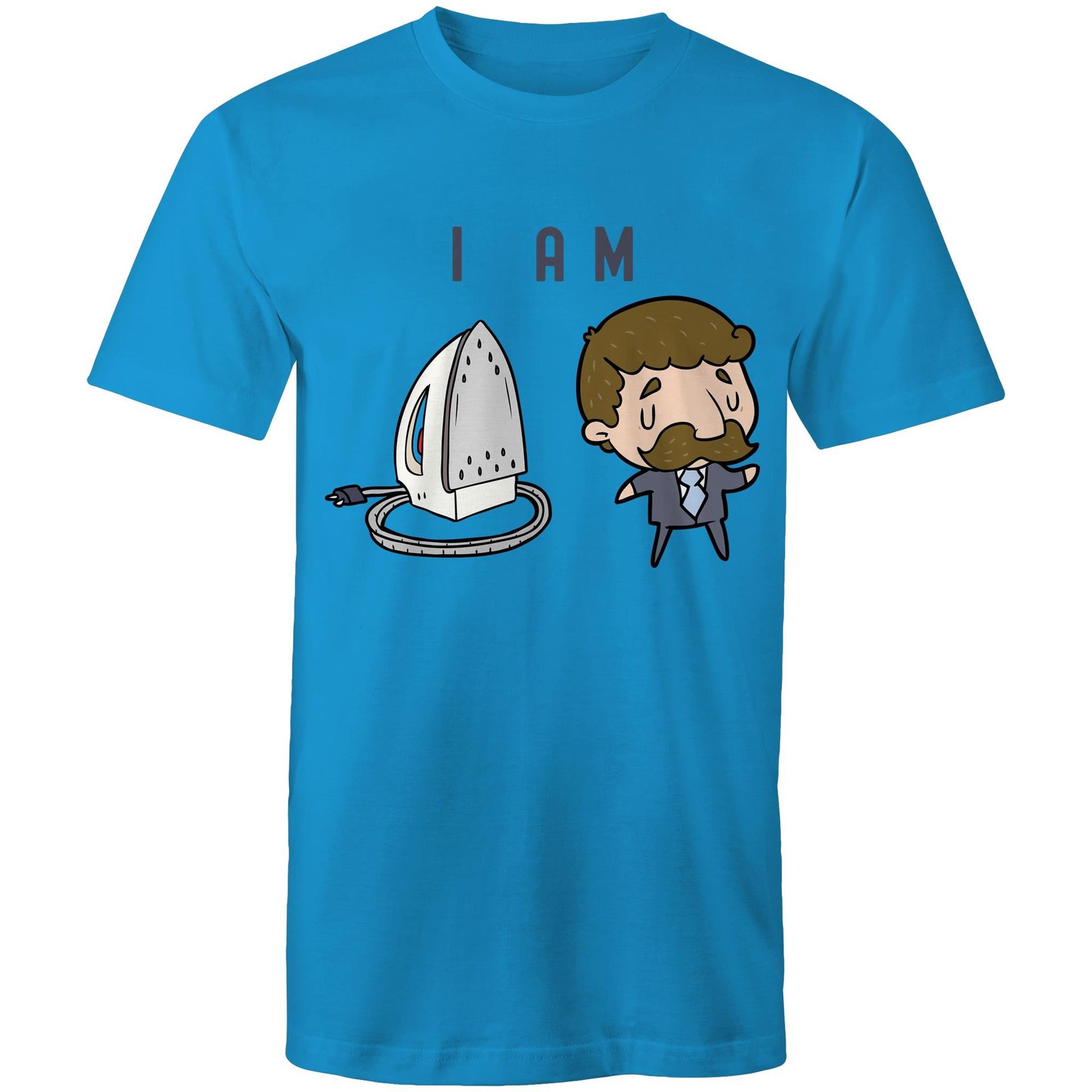 I Am Ironing Man Cartoon - Mens T-Shirt Arctic Blue Mens T-shirt comic Funny