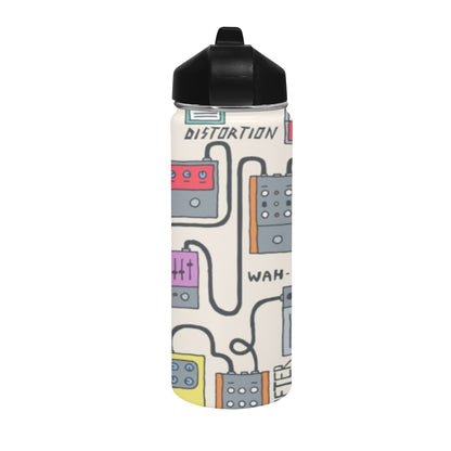 Guitar Pedals Insulated Water Bottle with Straw Lid (18 oz) Insulated Water Bottle with Straw Lid Printed Offshore