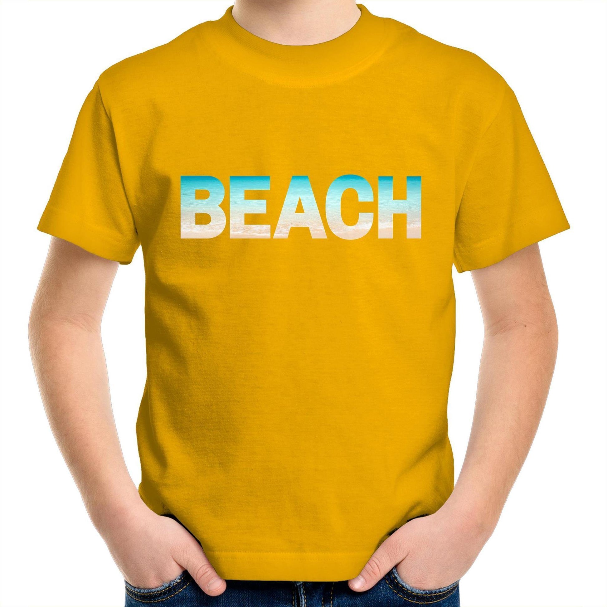 Beach - Kids Youth Crew T-Shirt Gold Kids Youth T-shirt Summer