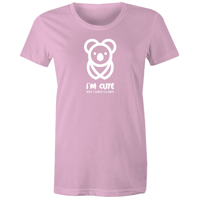 Koala, I'm Cute But I Have Claws - Women's T-shirt Pink Womens T-shirt animal Funny Womens