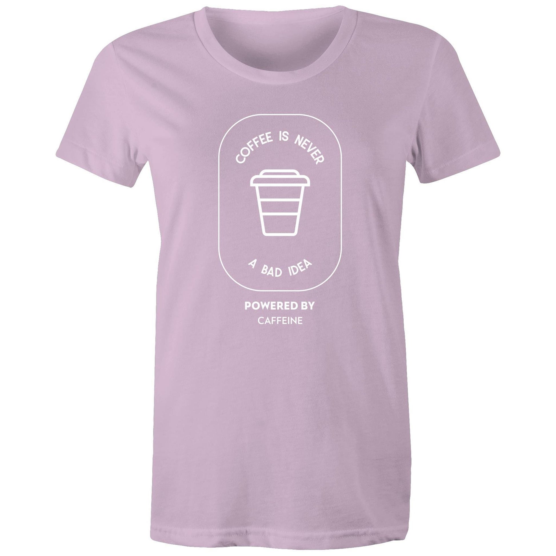 Powered By Caffeine - Women's T-shirt Lavender Womens T-shirt Coffee Womens