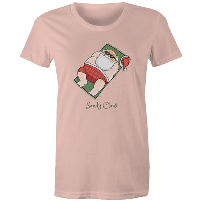 Sandy Claus - Womens T-shirt Pale Pink Christmas Womens T-shirt Merry Christmas