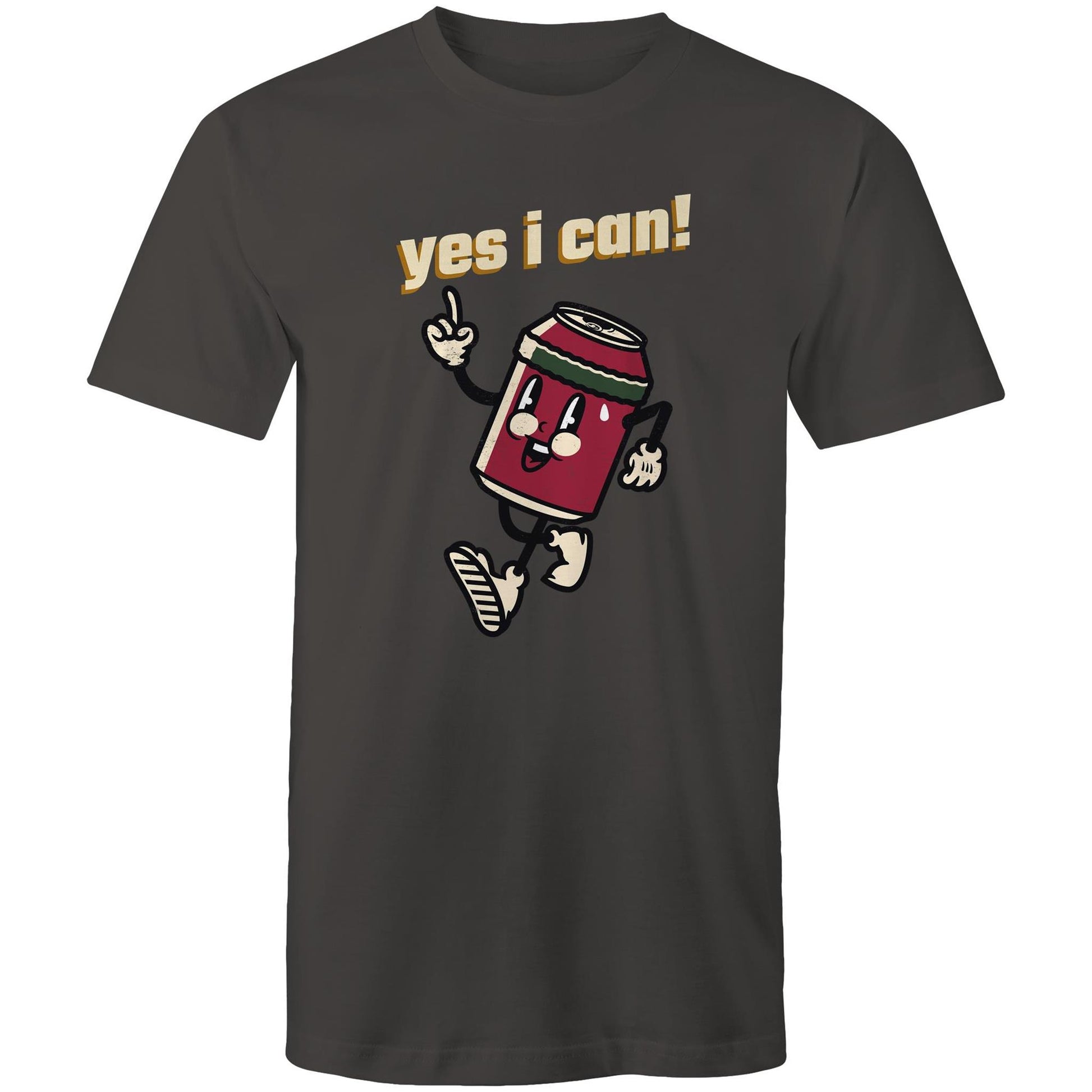 Yes I Can! - Mens T-Shirt Charcoal Mens T-shirt Motivation Retro