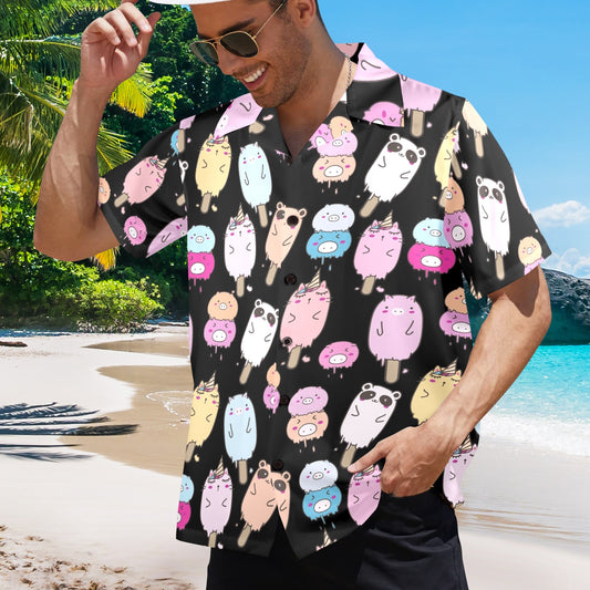Cute Animal Ice Blocks - Mens Hawaiian Shirt Mens Hawaiian Shirt