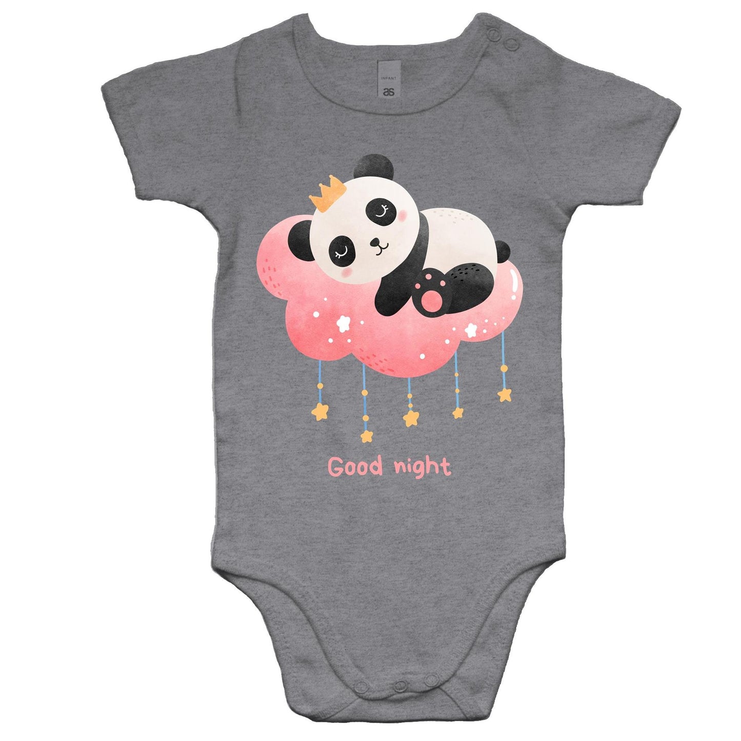 Good Night Panda - Baby Bodysuit Grey Marle Baby Bodysuit animal