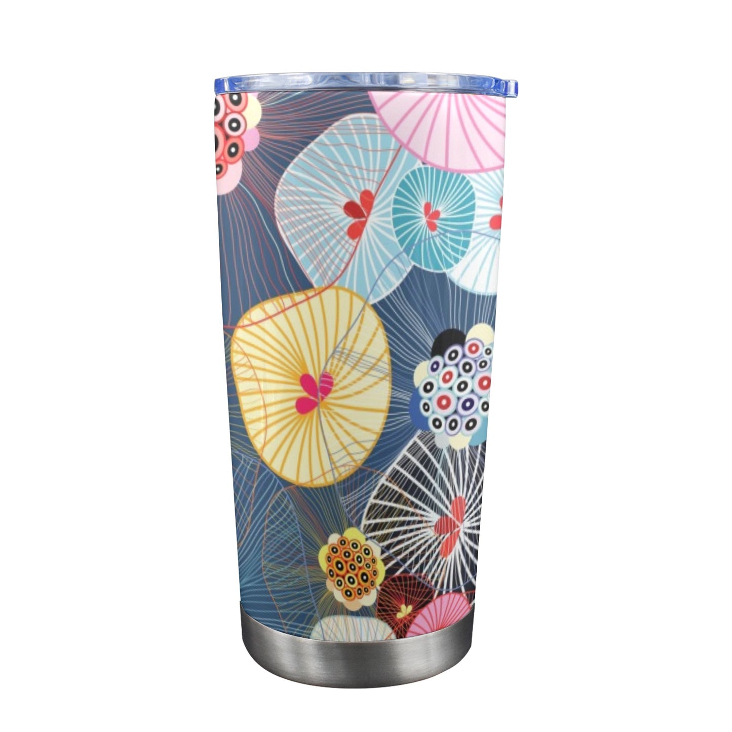 Abstract Floral - 20oz Travel Mug with Clear Lid Clear Lid Travel Mug
