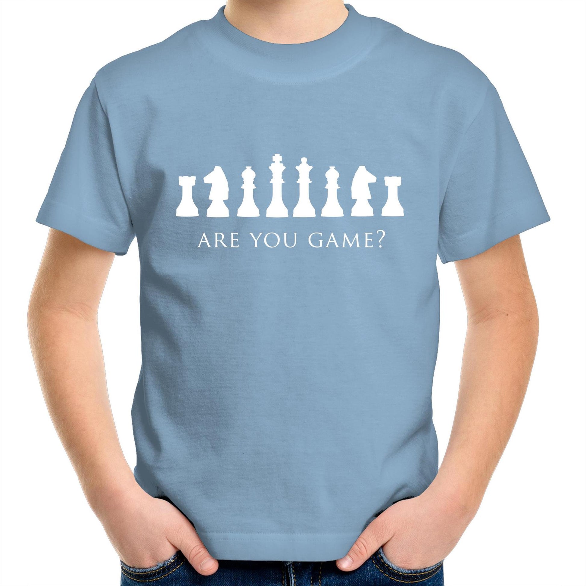 Are You Game - Kids Youth Crew T-shirt Carolina Blue Kids Youth T-shirt Chess