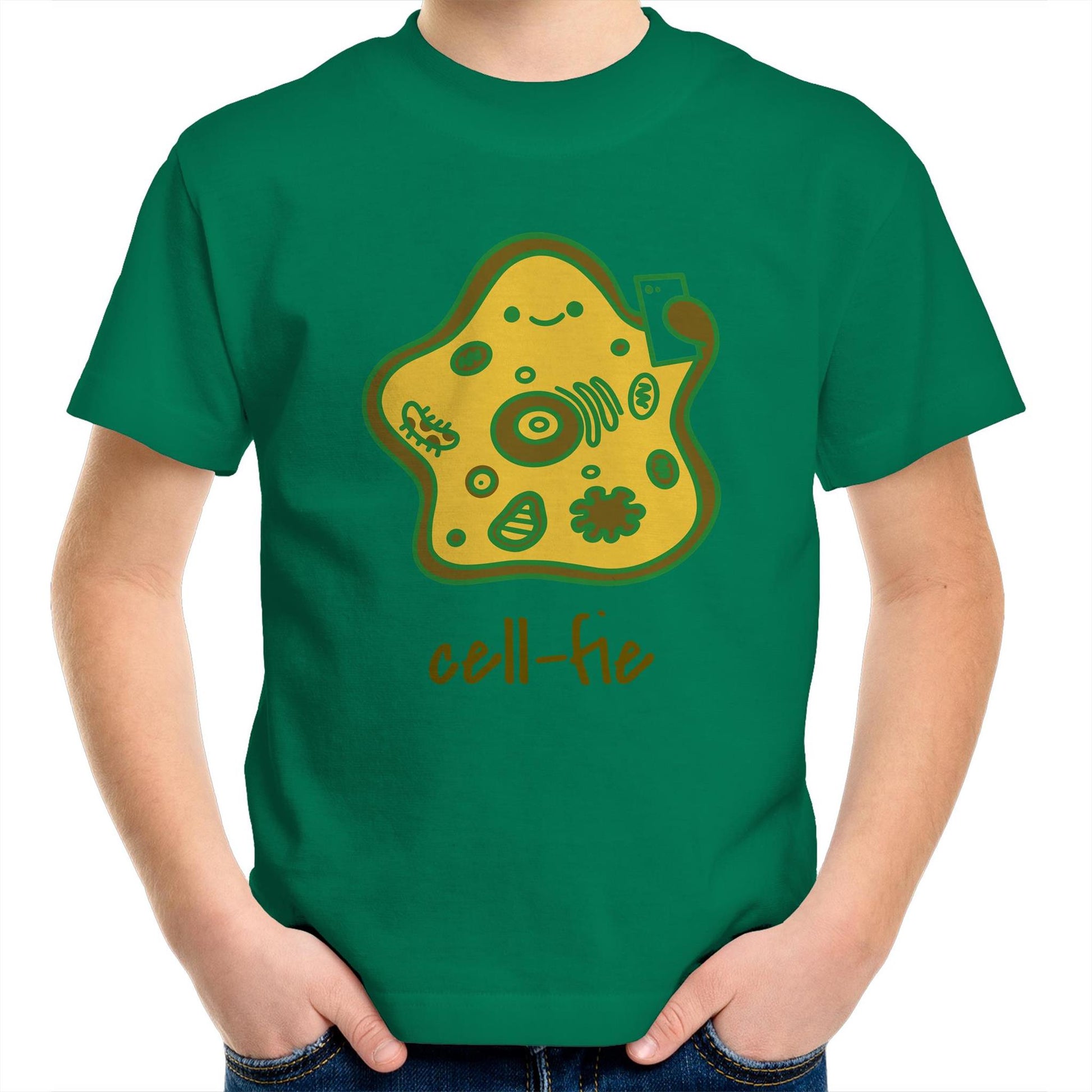 Cell-fie - Kids Youth Crew T-Shirt Kelly Green Kids Youth T-shirt Science