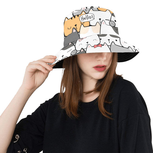 Cat Hello - Bucket Hat Bucket Hat for Women animal
